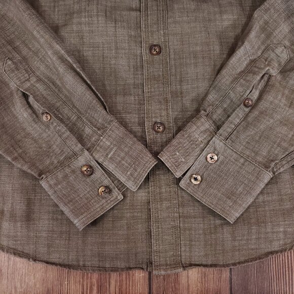 Schaefer Outfitter Mens Large Button Down LS Western Shirt Cowboy Khaki 7070 - Picture 6 of 12